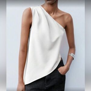 Stylish One-Shoulder White Top